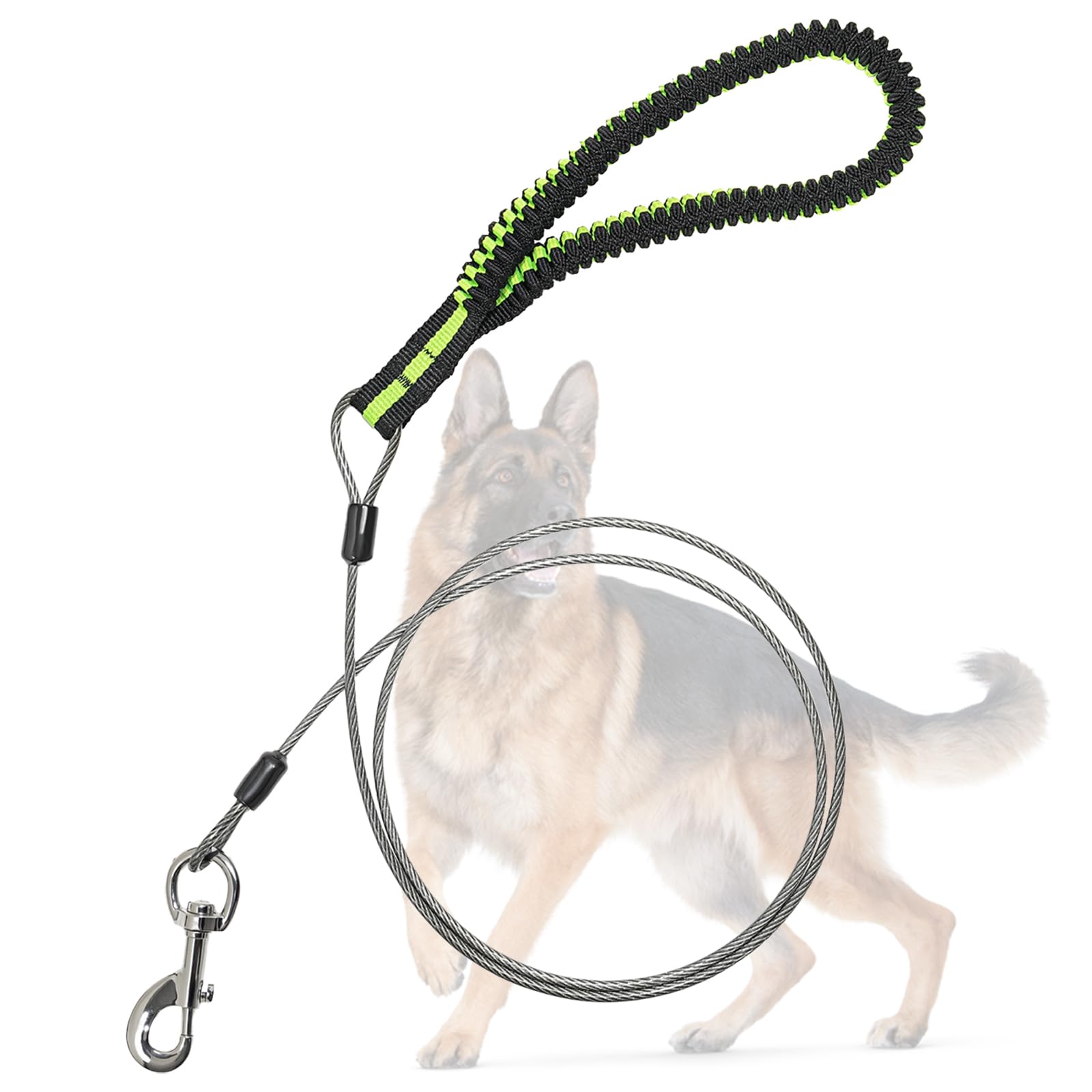 Heavy Duty Dog Leash, Chew Proof Metal Leash For Large Dogs (Up To 250Lbs), Wirerope Dog Leashes With Soft Silicone Grip (Grey, 