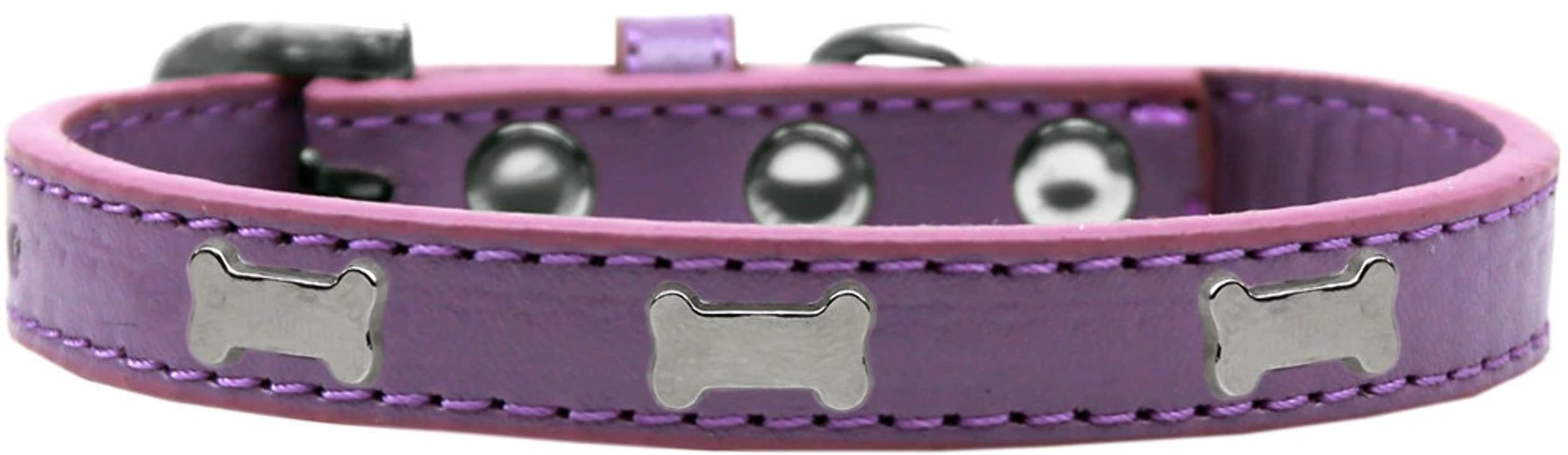 Dog, Puppy & Pet Widget Fashion Collar, Silver Bone Light Pink 18