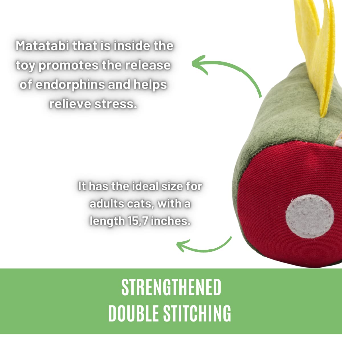 pawdaz Large Cat Toy Dino - Catnip Matatabi Silvervine Filled Help Relief Stress Interactive Indoor Cat Kicker (Green)