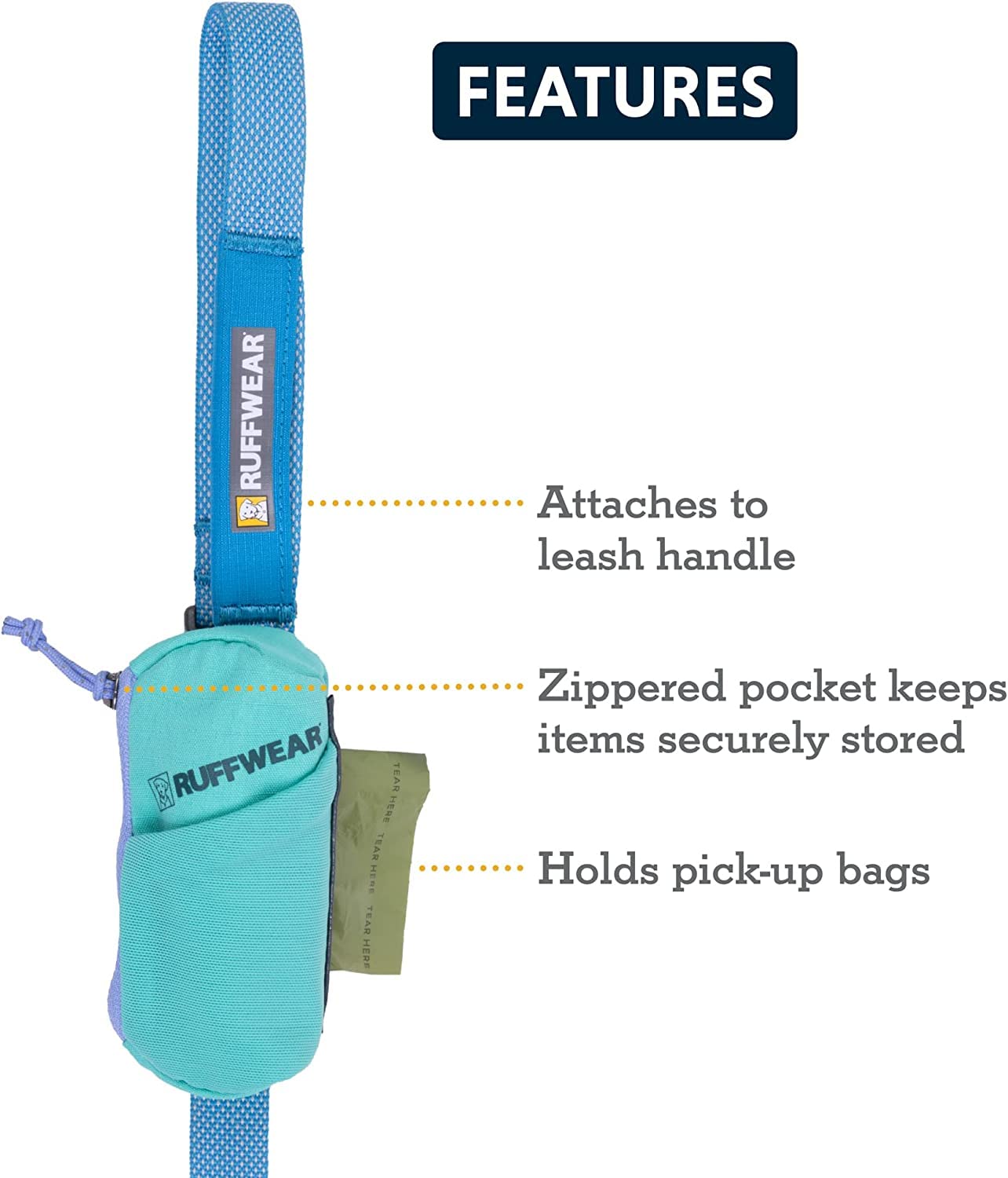 Ruffwear, Stash Bag Mini Pickup Bag Dispenser For Dog Owners, Auora Teal