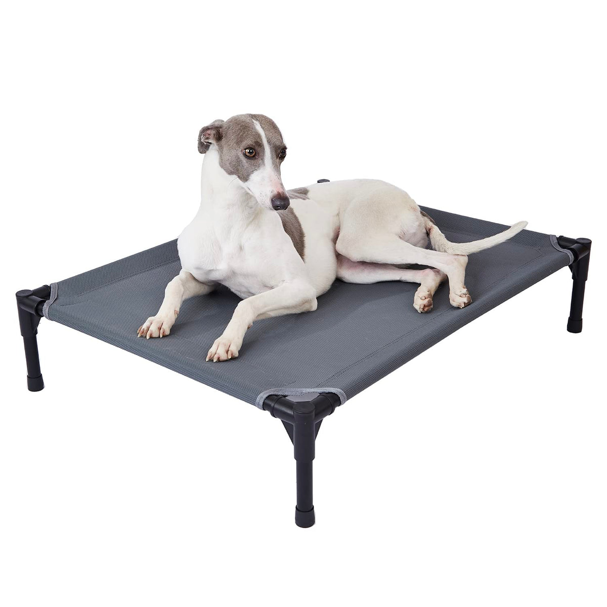 Pettycare Elevated Outdoor Dog Bed - Dog Cots For Medium Pet, Heavy Duty Raised Cot Waterproof, Cooling Pets Bed With Washable Durable Teslin Mesh And Non Slip Feet, 32 Inches, Grey