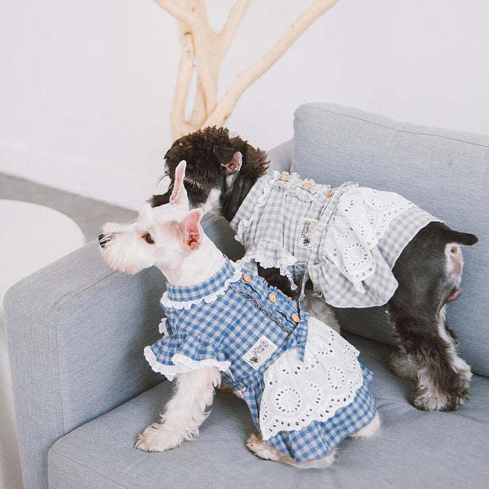 Touchdog 'I Love Poochi' Classical Fashion Plaid Dog Dress, Small, Grey