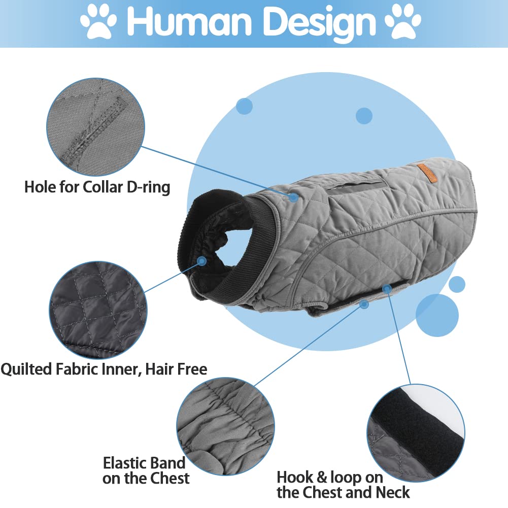Emust Winter Dog Coats - Windproof Warm Dog Jacket For Cold Weather, 7 Sizes, 13 Colors (X-Small(Pack Of 1), Grey)