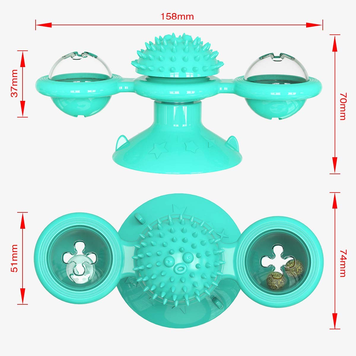 Cdipesp Windmill Cat Toy With Catnip, Interactive Cat Spinning Toys With Suction Cup Kitten Turntable Massage Toy For Indoor Cats (Blue)