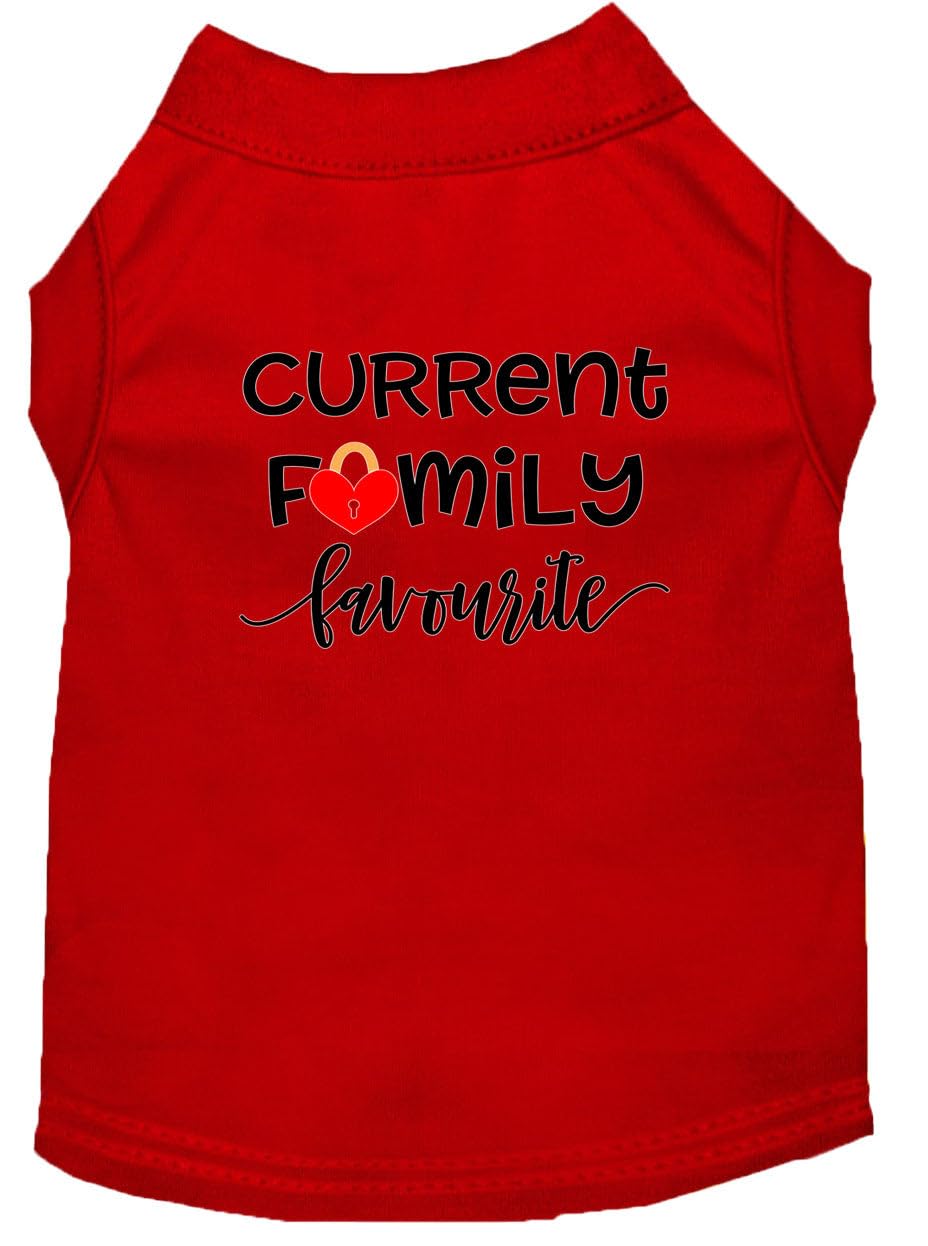 Pet Dog & Cat Shirt Screen Printed, "Current Family Favorite" Red XL (14-20 lbs.)
