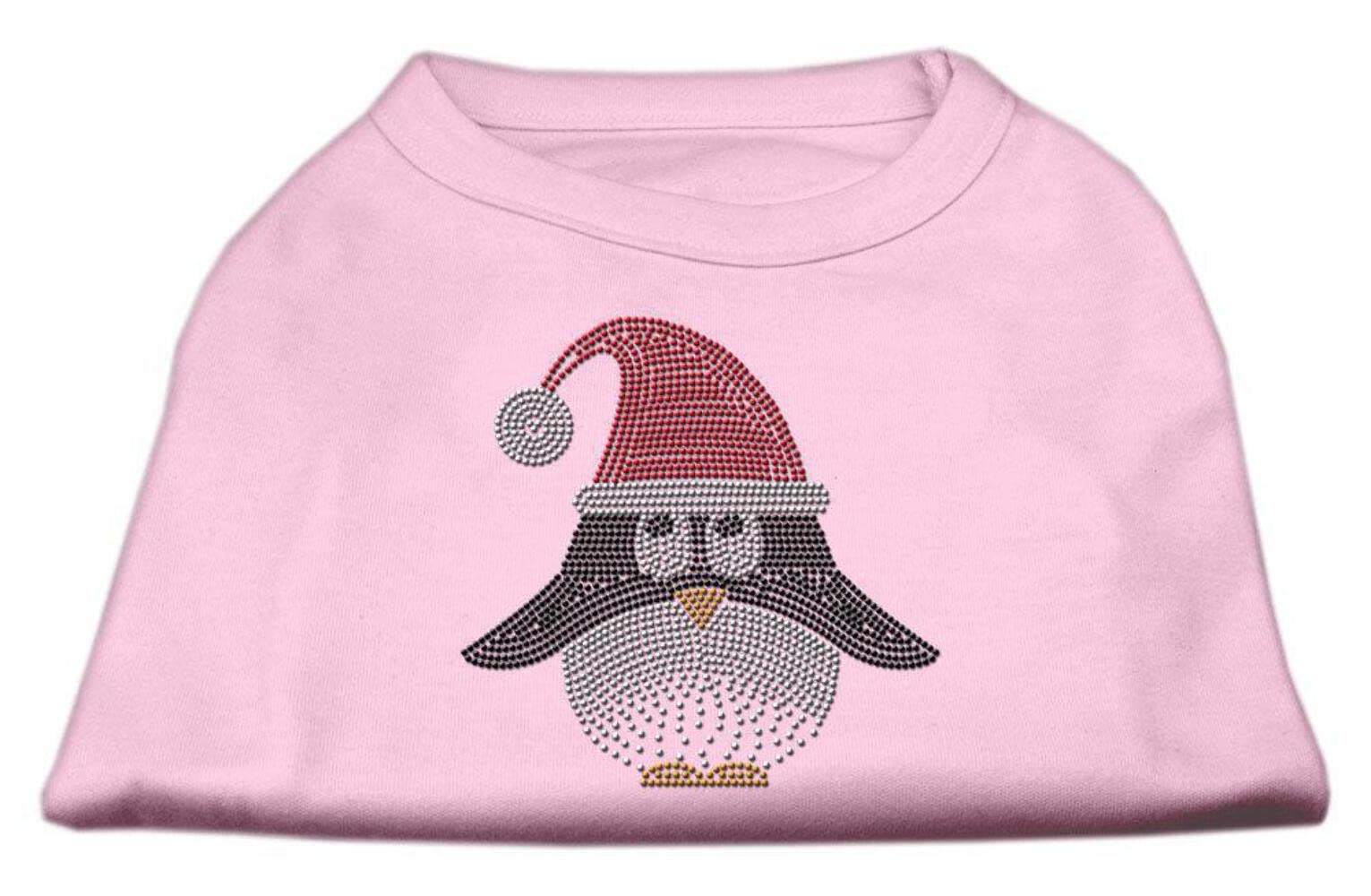 Christmas Pet Dog & Cat Shirt Rhinestone, 'Santa Penguin' Light Pink 3Xl (25-35 Lbs.)