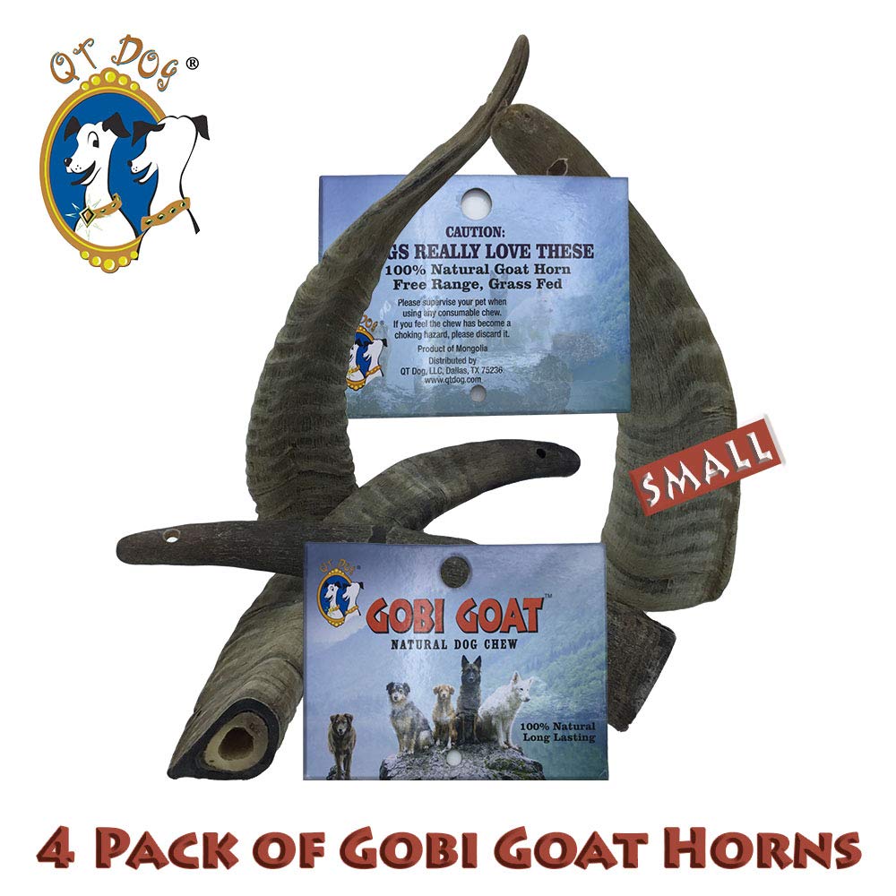 4 Pack Of Gobi Goat Horns Small Long Lasting 100% Natural Gobi Desert Goat Horn Dog Chews With Marrow