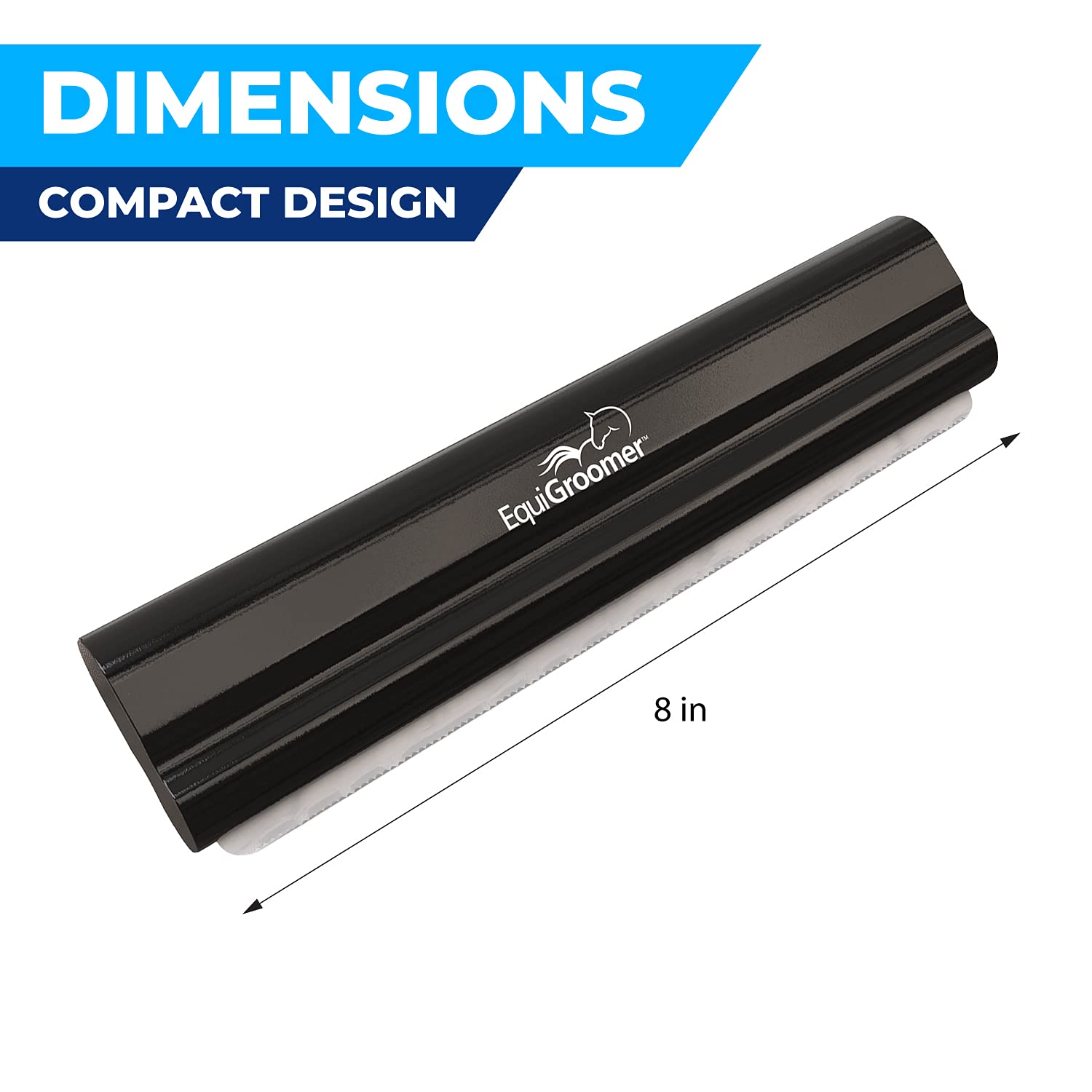 EquiGroomer Deshedding Brush, 8-Inch for Horses and Large Pets, Black, Removes Loose Dirt, Hair, and Fur, Professional Undercoat