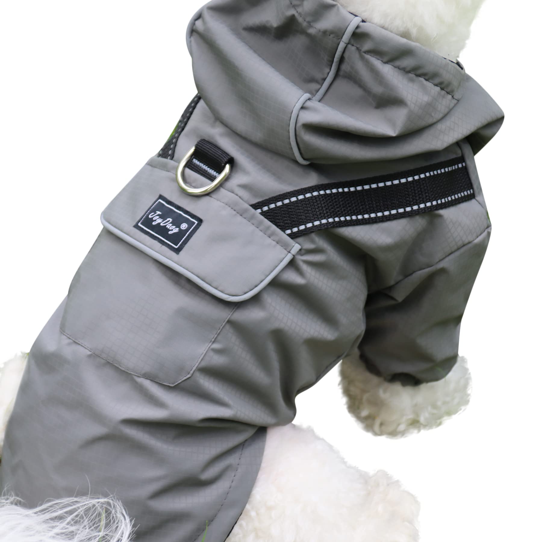Joydaog Premium Dog Raincoat With Hood For Medium Dogs,Outdoor Sports Waterproof Dog Rain Jacket,Puppy Raincoat With Pockets,Gre