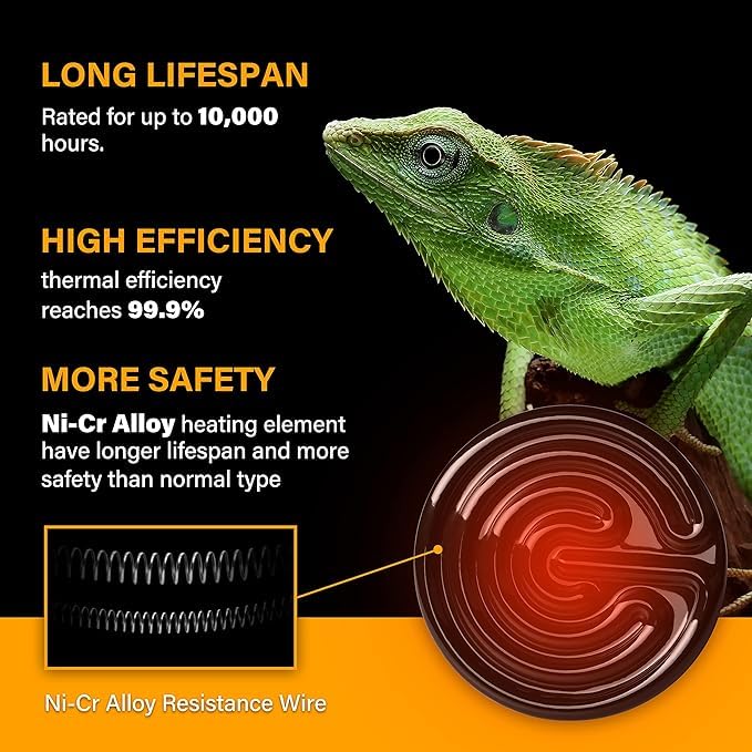 HealSmart Reptile Heat Lamp 150W 2-Pack Ceramic Heat Emitter, No Light Emitting Heat Bulbs for Amphibian Pet Brooder Coop Incuba