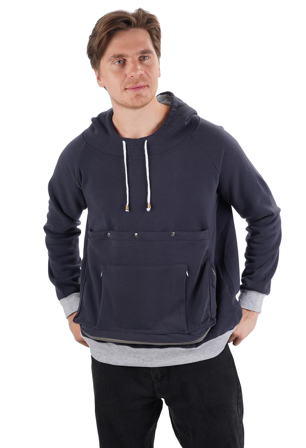 Kei Tomlison Pet Cat Dog Pouch Hoodie Small Animal Carrier - Kitten Puppy Pouch Sweatshirt Holder Fleece Unisex Hoodies Navy