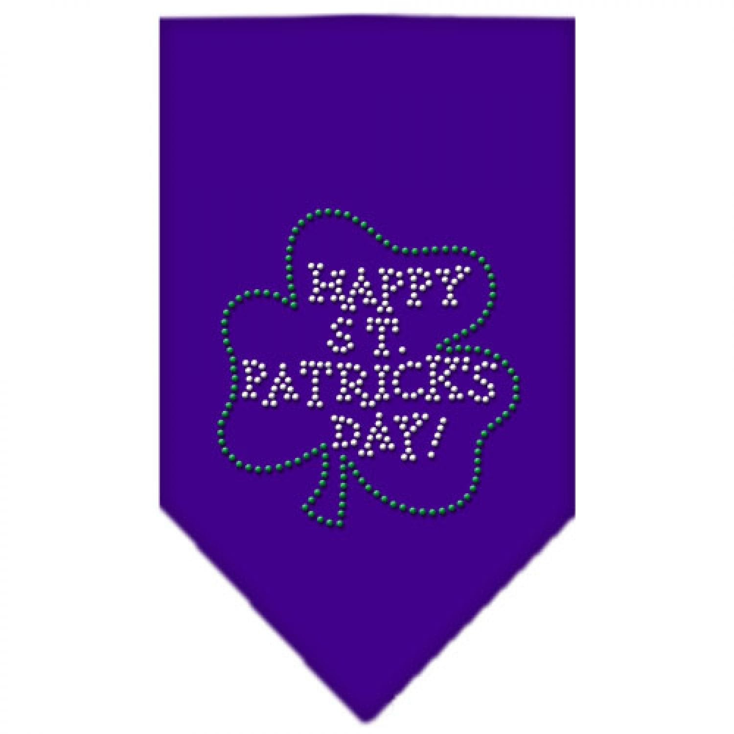 Mirage Pet Products Happy St. Patricks Day Rhinestone Bandana, Small, Purple