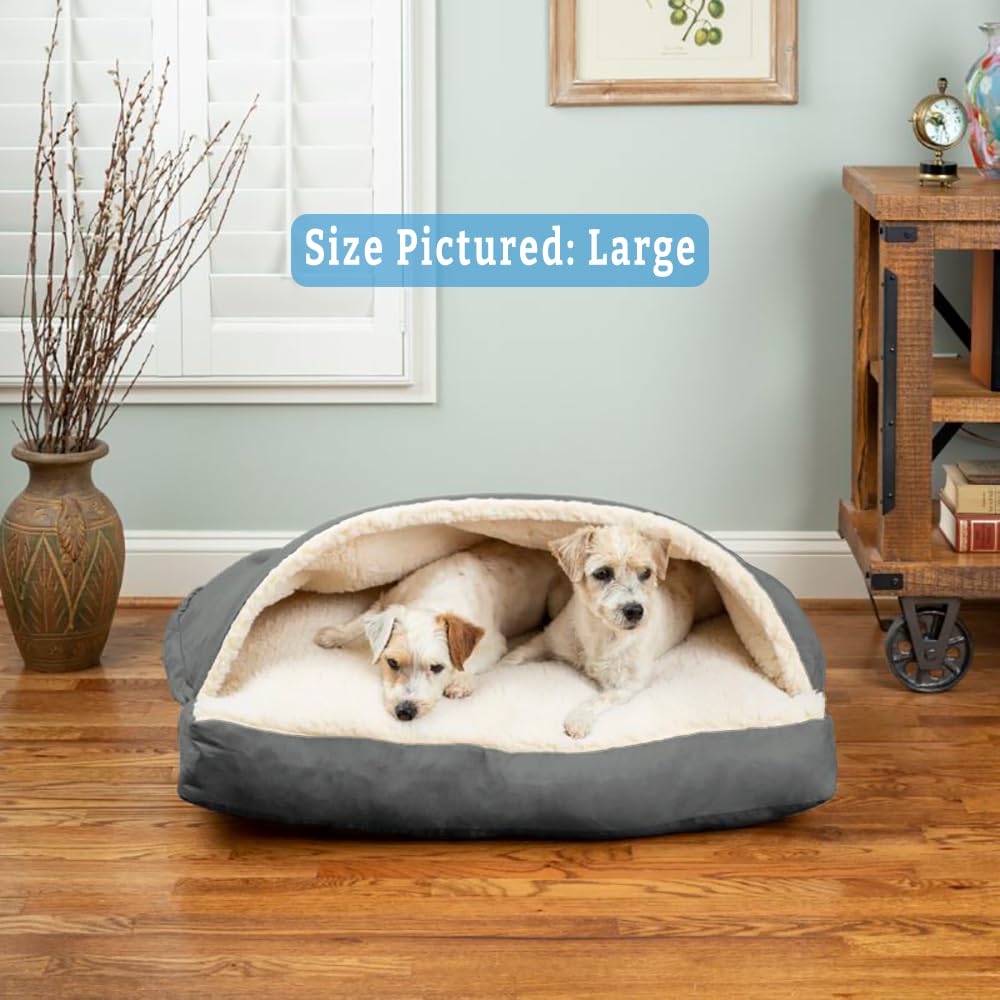 Snoozer Pet Products Luxury Rectangle Cozy Cave Dog Bed With Microsuede, Medium, Anthracite