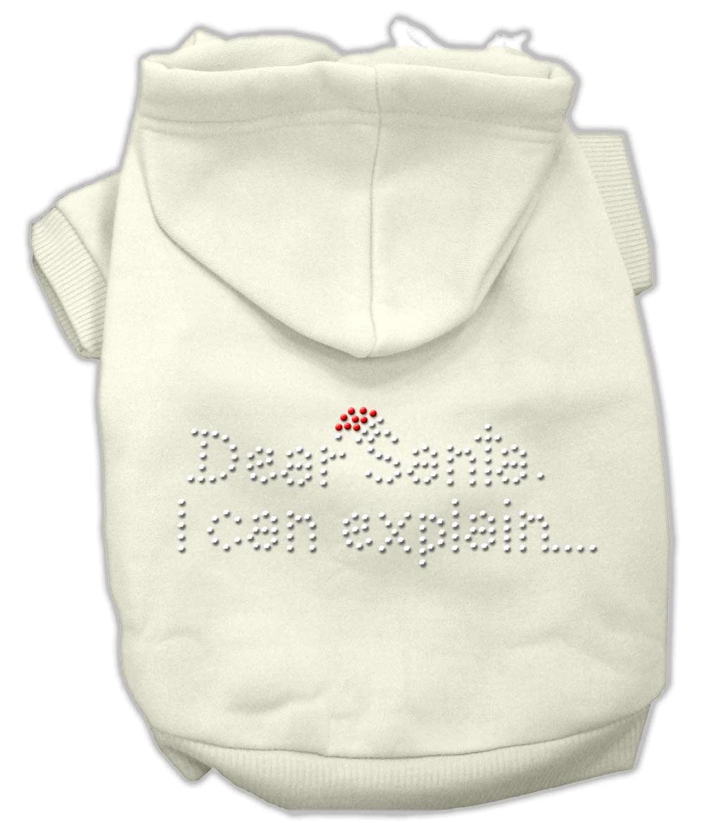 Mirage Pet Products 10-Inch Dear Santa I Can Explain Hoodies, Small, Cream