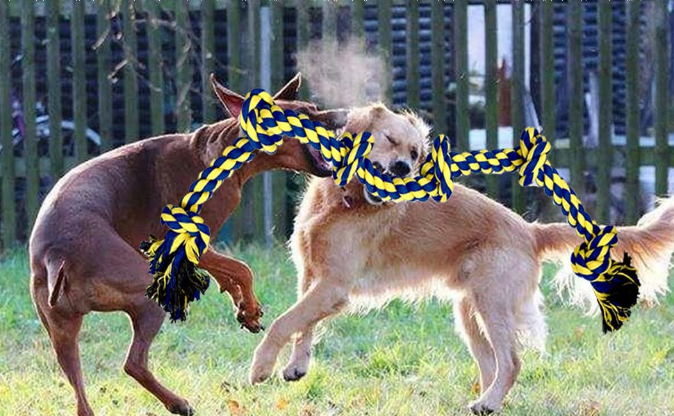 6 Knot 2 Pack Large Dog Rope Toy For Aggressive Chewer Heavy Duty Rope Durable Tough Chew Rope Tug Of War Play Outdoor Indoor Chewing Tugging Rope Large Breed Pull Rope Big Dog Long Pulling Pitbull