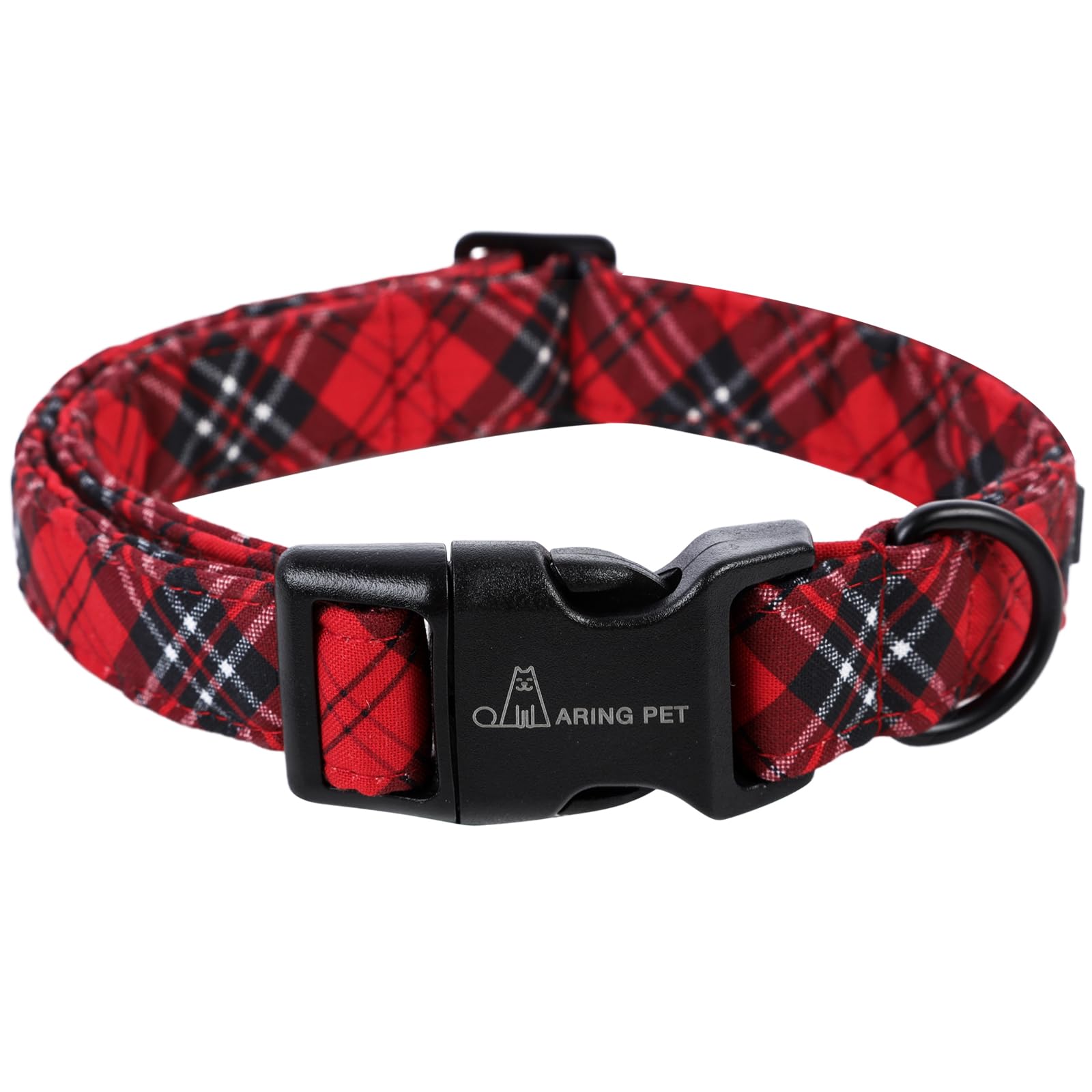 Aring Pet Christmas Dog Collar-Cotton Lightweight Dog Collars, Adjustable Red Plaid Christmas Pet Collars Puppy Collar With Quic