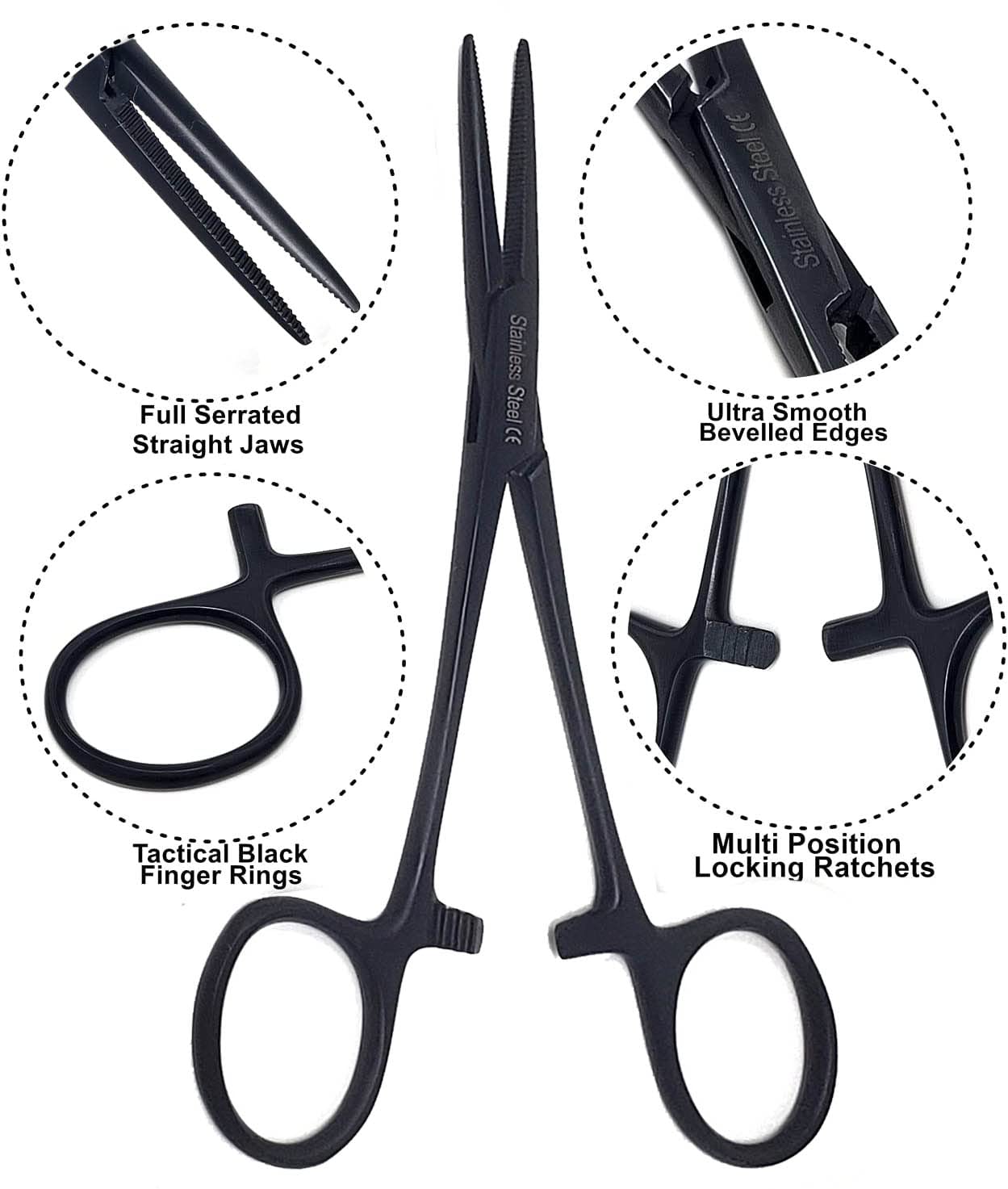 Dog Pet Ear/Nose Hair Puller Grooming Hemostat Locking Forceps Pliers, 5.5 (14cm), Straight (Black)