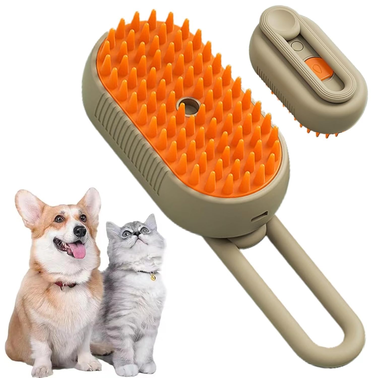 Rigjak SelfCleaning Pet Grooming Brush With Soft Silicone Bristles For Dogs & Cats | Massage & Deshedding Brush With OneTouch 