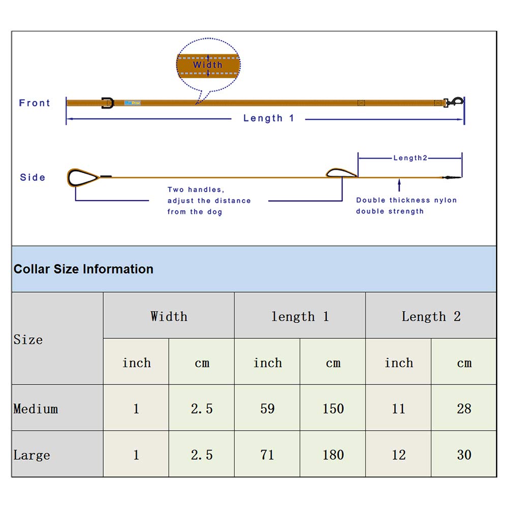 Bluepaw- Soft &Thick Dual Handle 6Ft Long Dog Leash, Premium Strength Double Padded Handles - Great Control For Medium To Large