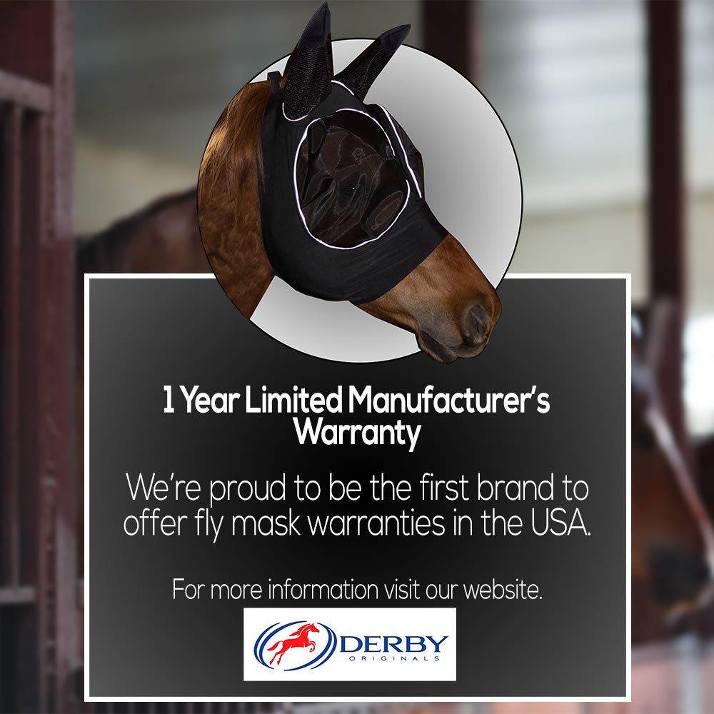 Derby Originals Reflective Lycra Fly Mask with 1 Year Warranty Mesh Eyes and Ears,Royal Blue,Medium (Cob/Arabian),72-7177-RBL-ME