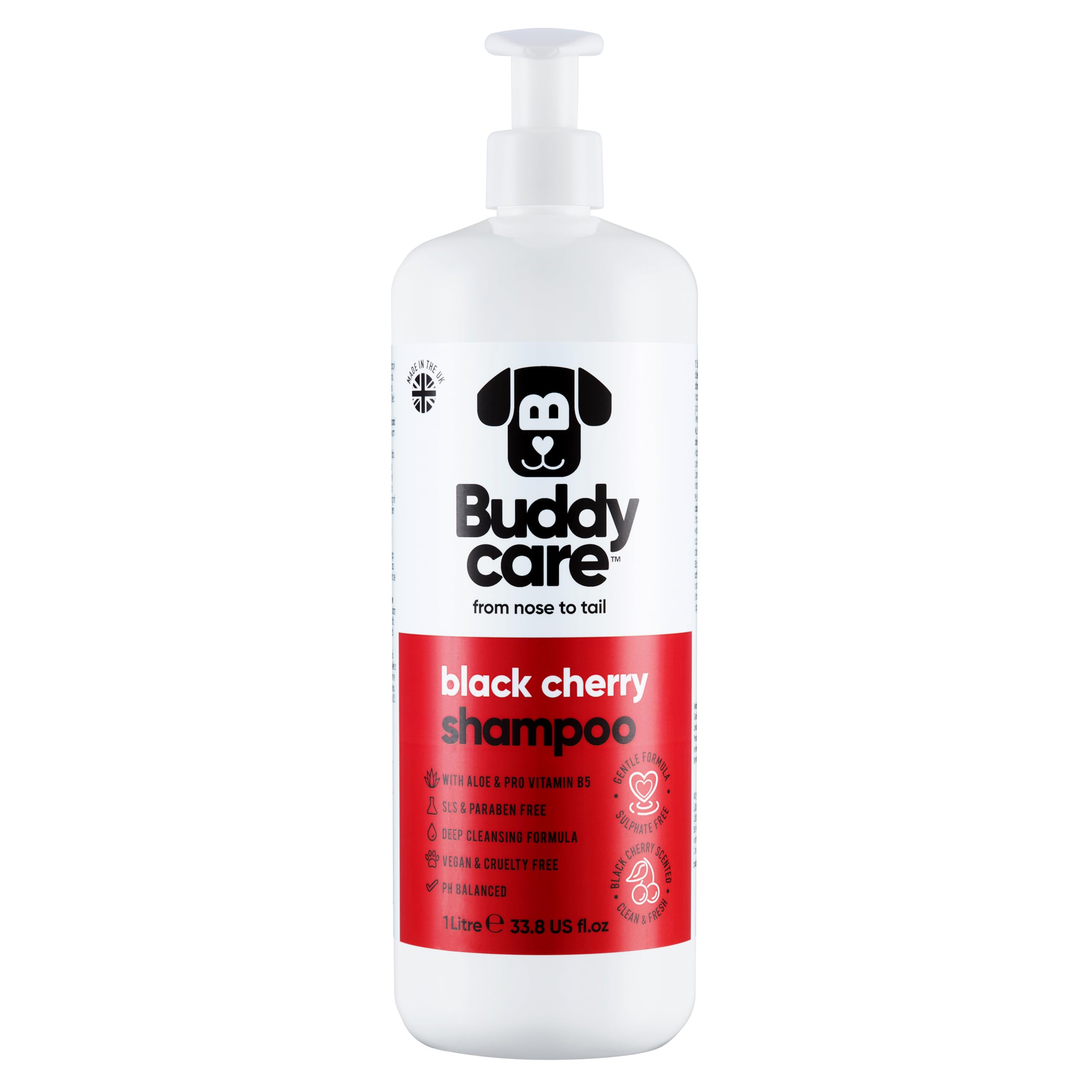 Black Cherry Dog Shampoo By Buddycare | Deep Cleansing Shampoo For Dogs | Black Cherry Scented | With Aloe Vera And Pro Vitamin 