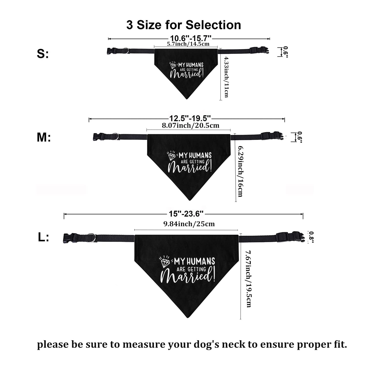 My Humans Are Getting Married Dog Bandana, Engagement Dog Bandana, Pet Scarf, Engagement Photo, Wedding Dog Bandana With Adjustable Collars For Small Medium Large Dogs Cats Pet (Medium, Black)