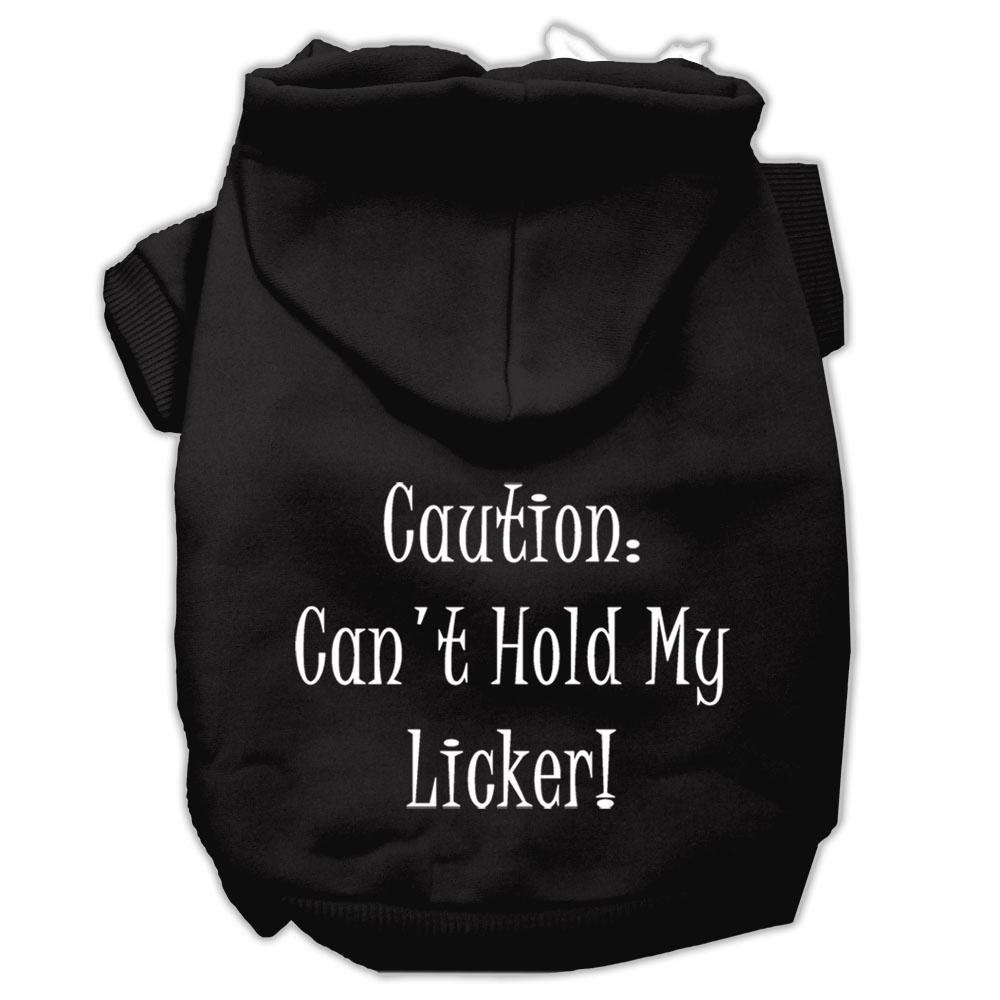 Pet, Dog & Cat Hoodie Screen Printed, 'Can'T Hold My Licker' Black Xs (0-3 Lbs.)