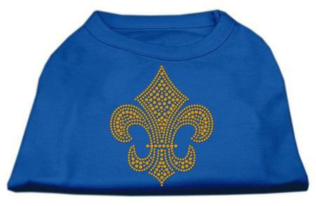 Mirage Pet Products Gold Fleur De Lis Rhinestone Pet Shirt, Small, Blue