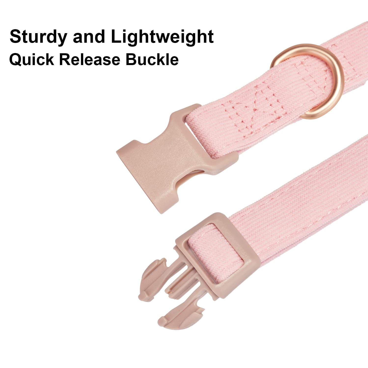 Yudote Soft Cotton Dog Collar Adjustable Corduroy Dog Collars For Small Medium Large Female Dogs(Pink,Large)