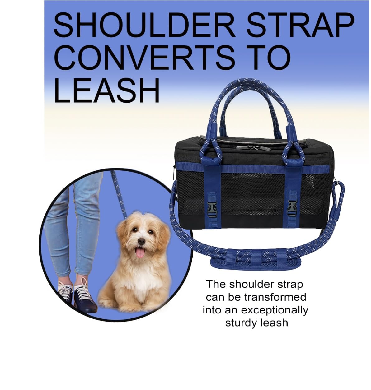 Mr. Peanuts WanderWell Series 3 in 1 Airline Compliant Soft Sided Pet Carrier and Car Seat (Deja Blue)