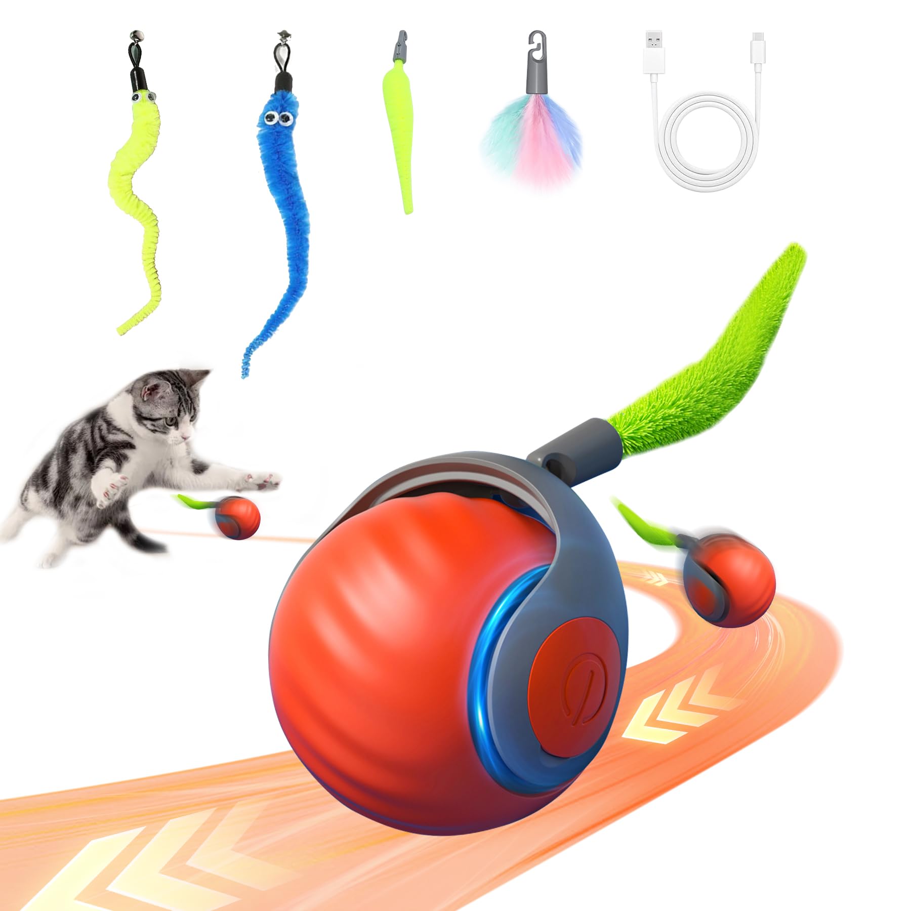 2025 New Upgrade Speedy Tail Cat Toy, Smart Interactive Pet Toys Comes With 4 Tails, Reinforced Version Of The Cat Toys Balls, T
