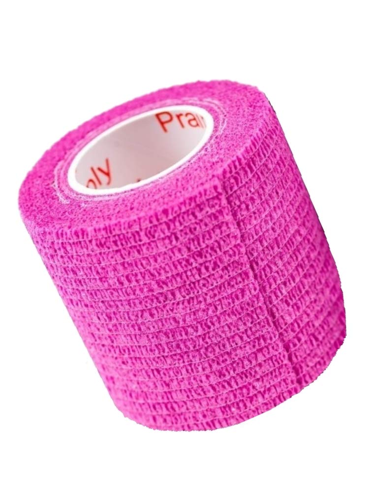2 Inch Vet Wrap Tape Bulk (Fuchsia) (Pack of 12) Self Adhesive Adherent Adhering Flex Bandage Grip Roll for Dog Cat Pet Horse