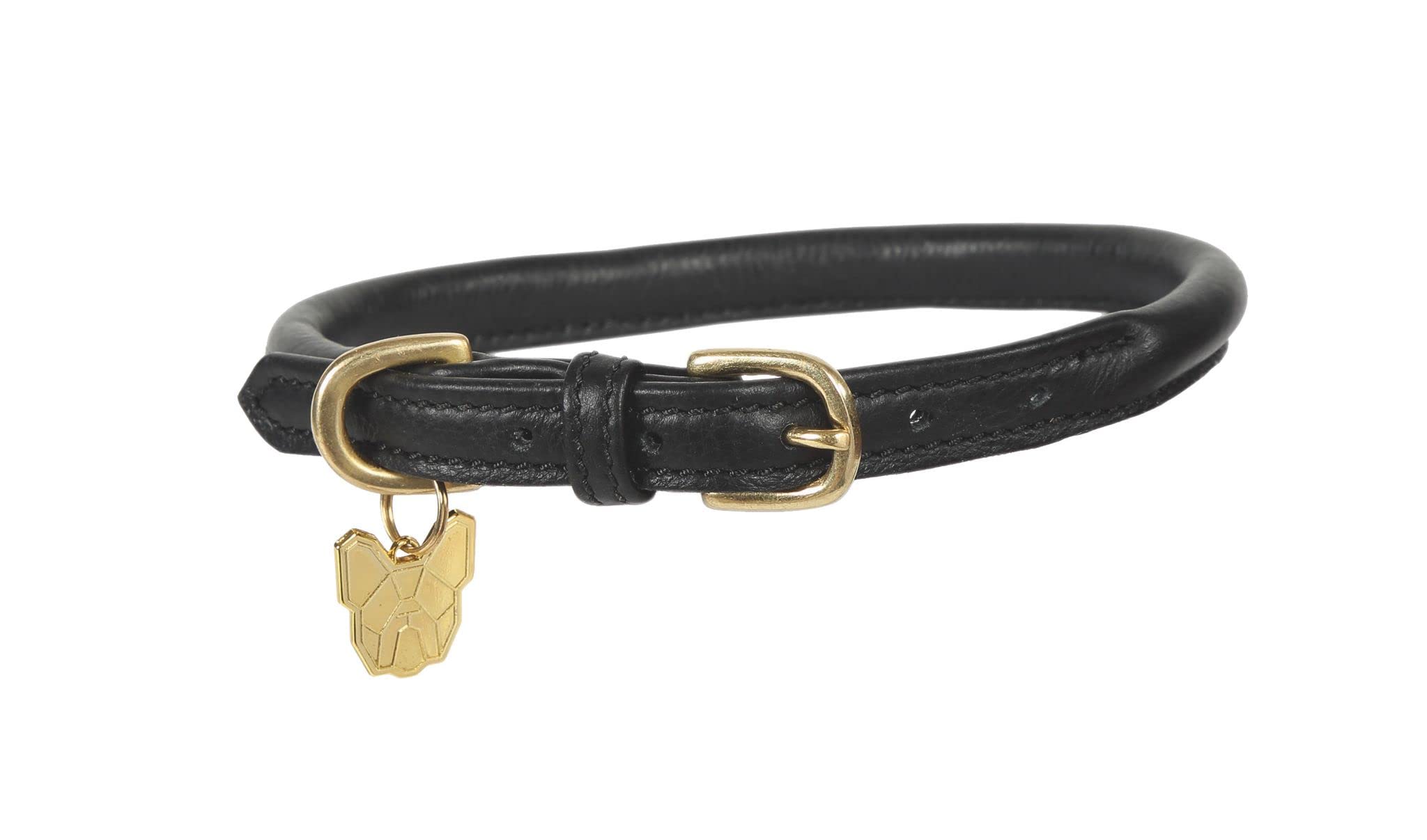 Digby & Fox Rolled Leather Dog Collar (Xx-Large, Black)