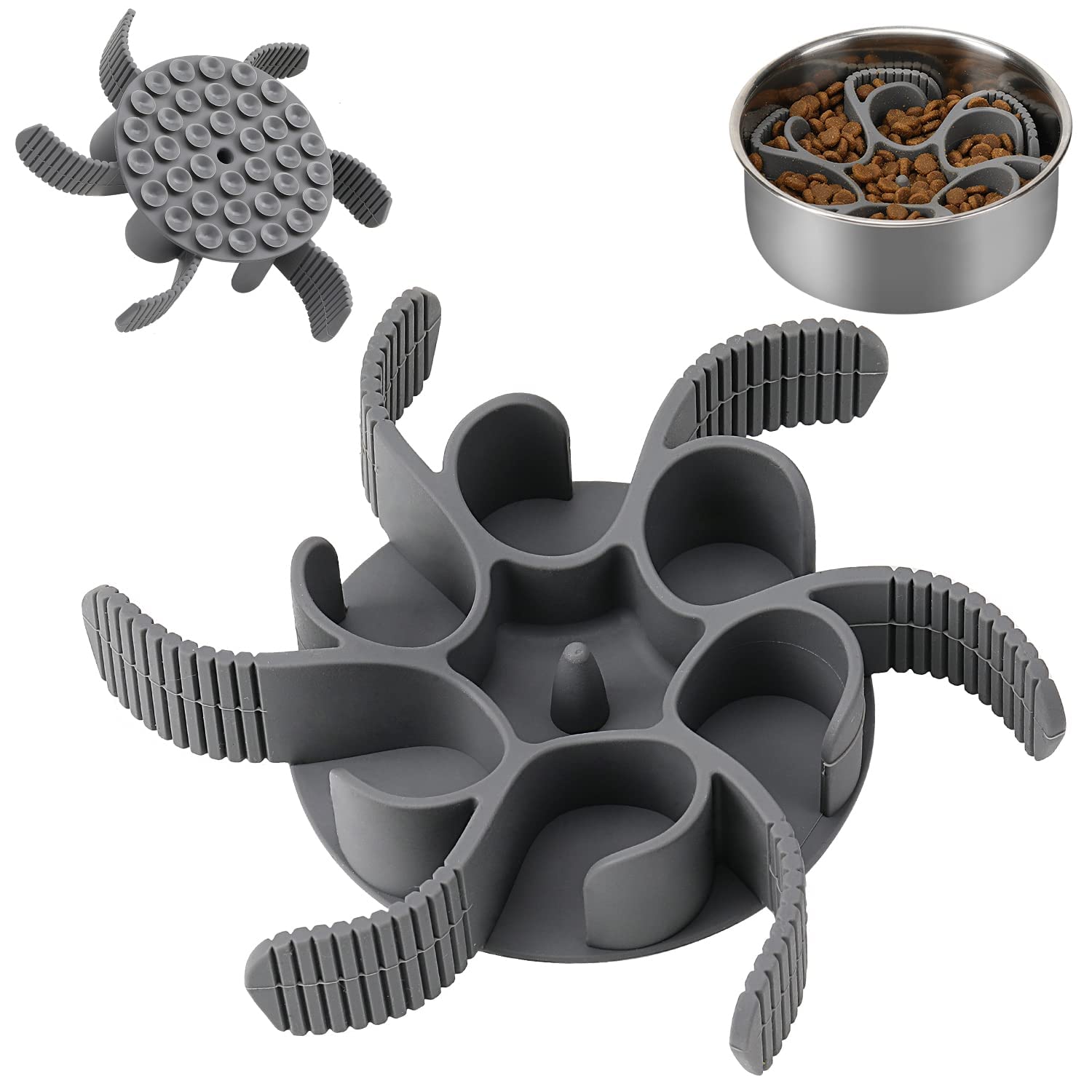 Cawypety Dog Slow Feeder Bowls Silicone Spiral Pet Food Feeder Insert To Slow Down Eating For Large Medium Small Breed Dogs Perf