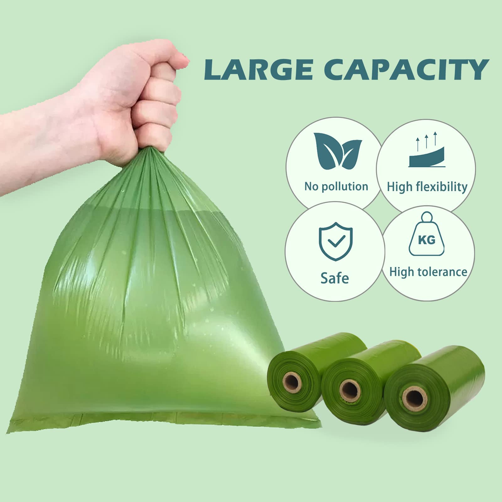 Dog Poop Bag Holder With 7 Rolls Of Green Dog Waste Bags Poop Bag Holder With Rechargable Battery And Usb Cable Poop Bag Dispens