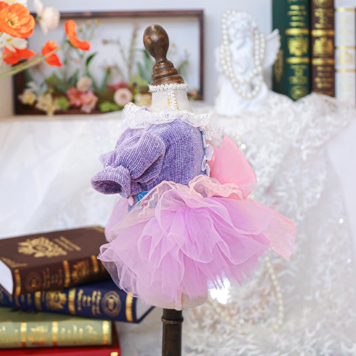 Marupet Fashion Sweet Puppy Dog Blingbling Princess Skirt Pet Dog Lace Cake Camisole Tutu Dress K-Purple S