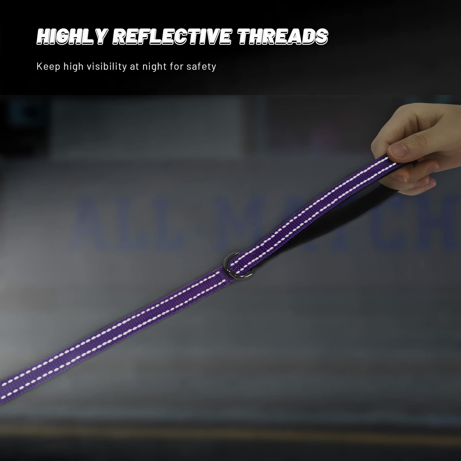 Roses&Poetry Reflective Small Dog Collar And Leash Set, Puppy Collars And Leashes With Gradient Violet, Adjustable Durable Nylon