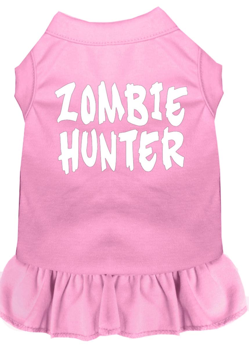 Halloween Pet Dog & Cat Dress Screen Printed, &quot;Zombie Hunter&quot; Light Pink LG (10-14 lbs.)