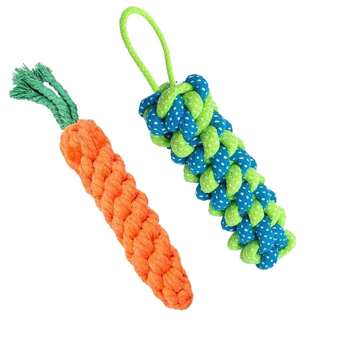 Psk Pet Mart Cotton Made 2 Knotted Carrot Rope Toys For Dogs & Puppies (Combo Of 2) Rope Toys_