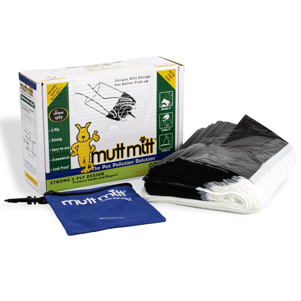 Mutt Mitt 2-Ply Dog Waste Pick-Up Bags Dispense-A-Mitt - 200 Dog Waste Bags In A Wall Mountable Box.