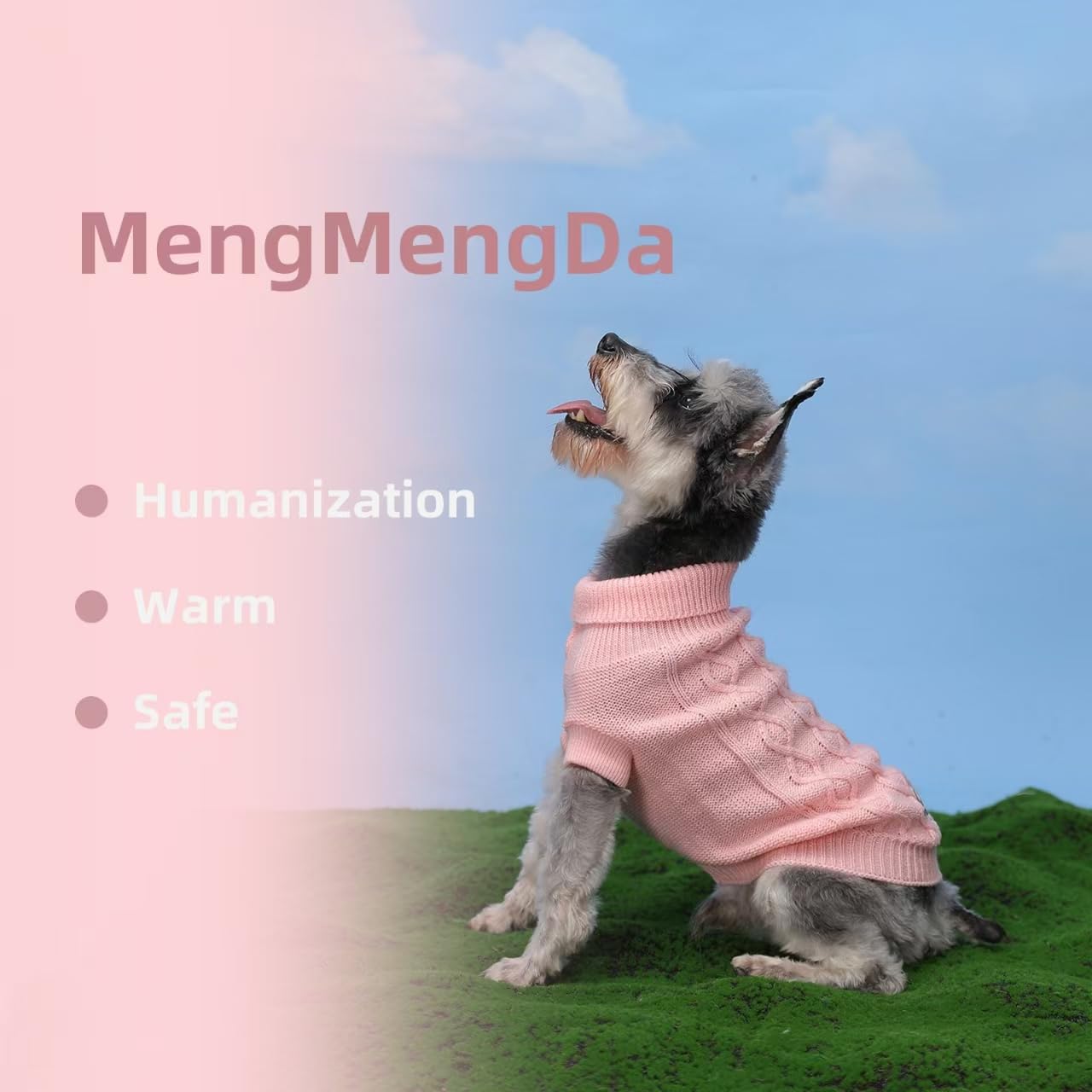 Mengmengda,Dog Pullover Sweater, Cold Weather Cable Knitwear, Warm Clothes For Chihuahua, Bulldog, Dachshund, Pug, Yorkie,Dog Outfits For Small Dogs Medium Dogs (Pink Xs)…