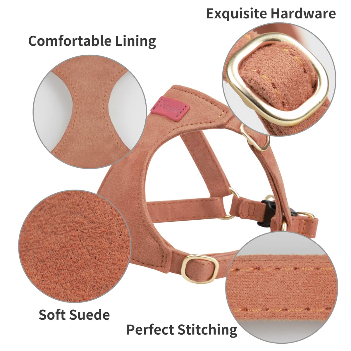 No Pull Dog Harness With Multifunction Dog Leash,Soft Adjustable No Choke Escape Proof Pet Harness Vest For Medium Dogs Or Large Dogs,Brown Caramel,M