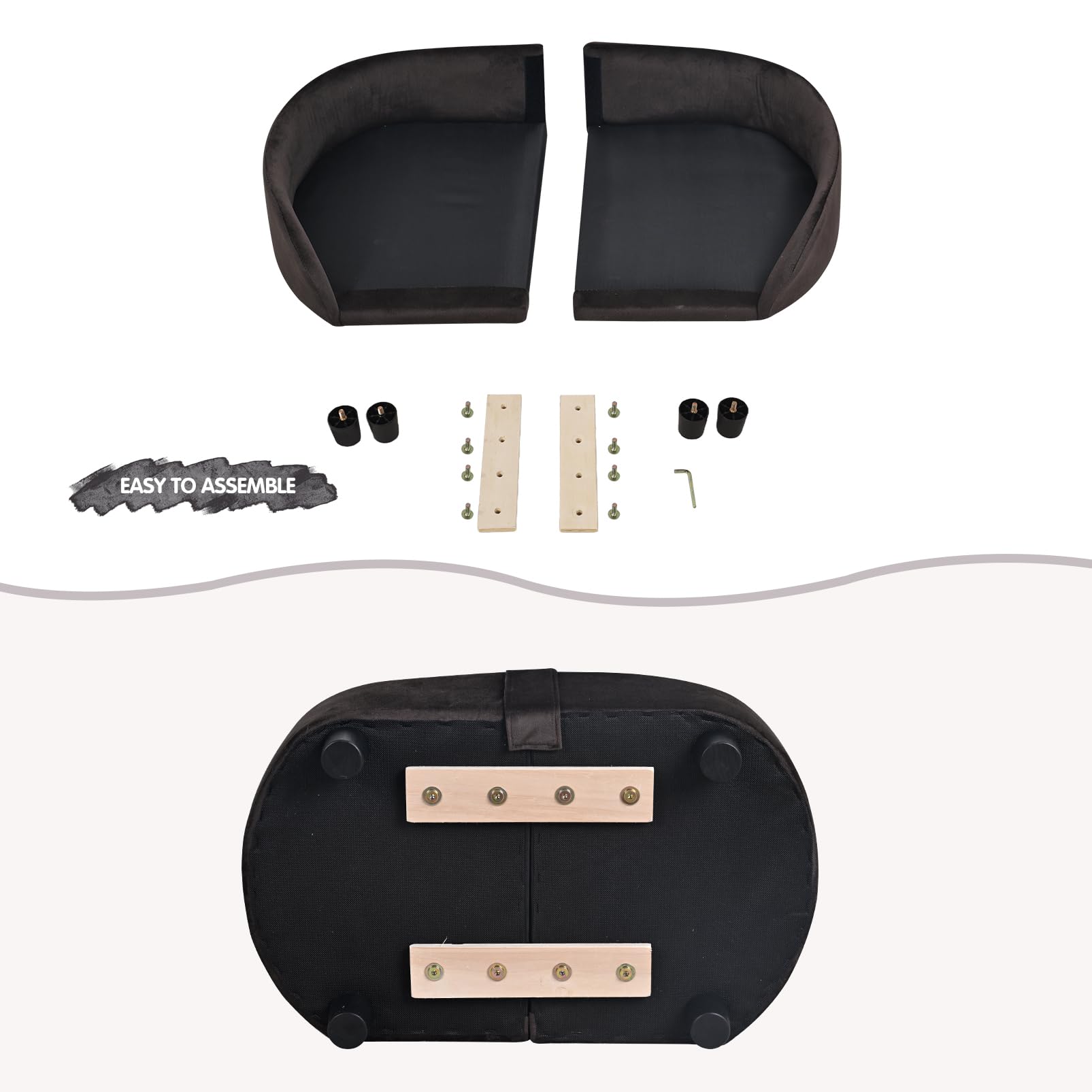 Cat Sofa Bed, Velvet Pet Couch Chair With Removeable & Washable Cushion For Small Dogs Cats (Brown)