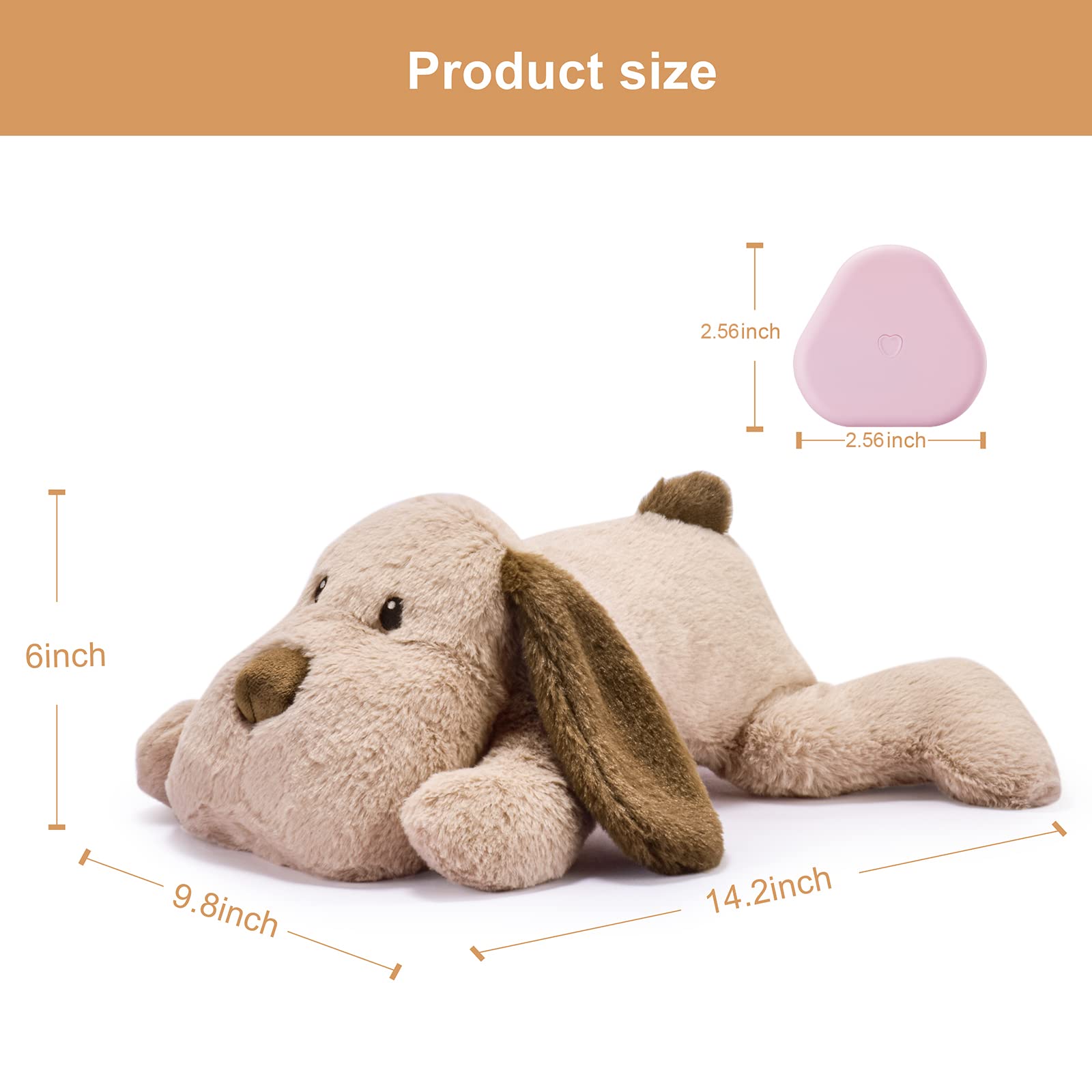 Moropaky Puppy Heartbeat Toy For Anxiety Relief Dog Behavioral Aid Toy For Puppies Sleep Aid Separation Anxiety Soother Cuddle, Brown