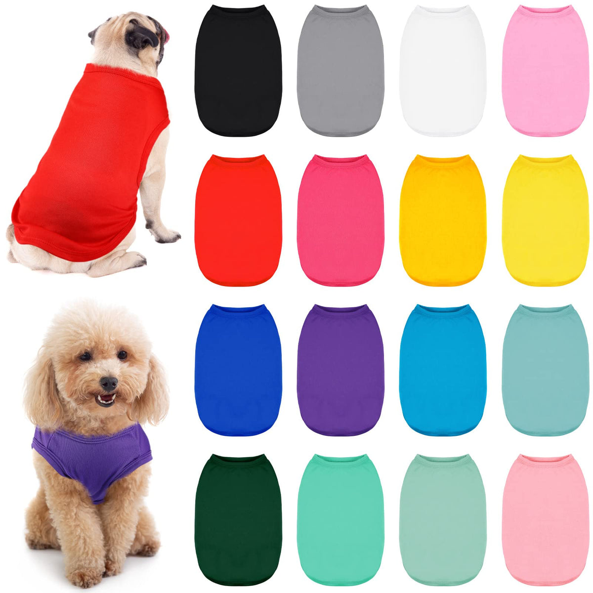 16 Pieces Dog Shirts Soft Dog T-Shirt Pet Basic Clothes Pet Puppy Blank Clothes Soft And Breathable Outfits For Dogs Cats Puppy Pet (Xl)