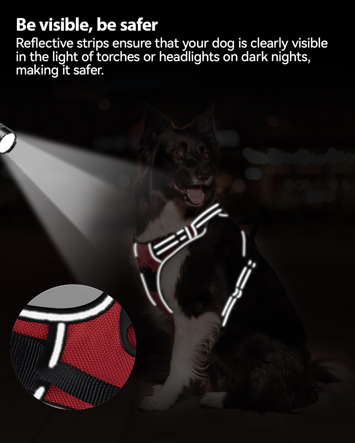 Joytale No Pull Dog Harness For Large Dogs, Reflective Pet Vest With 2 Leash Clips, Adjustable Soft Padded Harnesses With Easy C