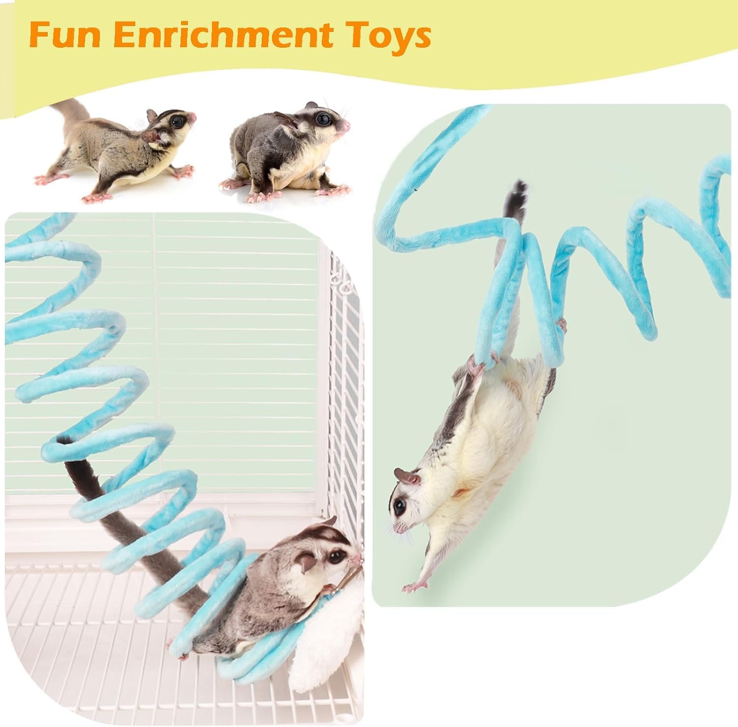 Jevnd Sugar Glider Toys, Elastic Sugar Glider Climbing Ropes, Hanging Sugar Cage Accessories, Rat Enrichment Climbing Toys, Soft