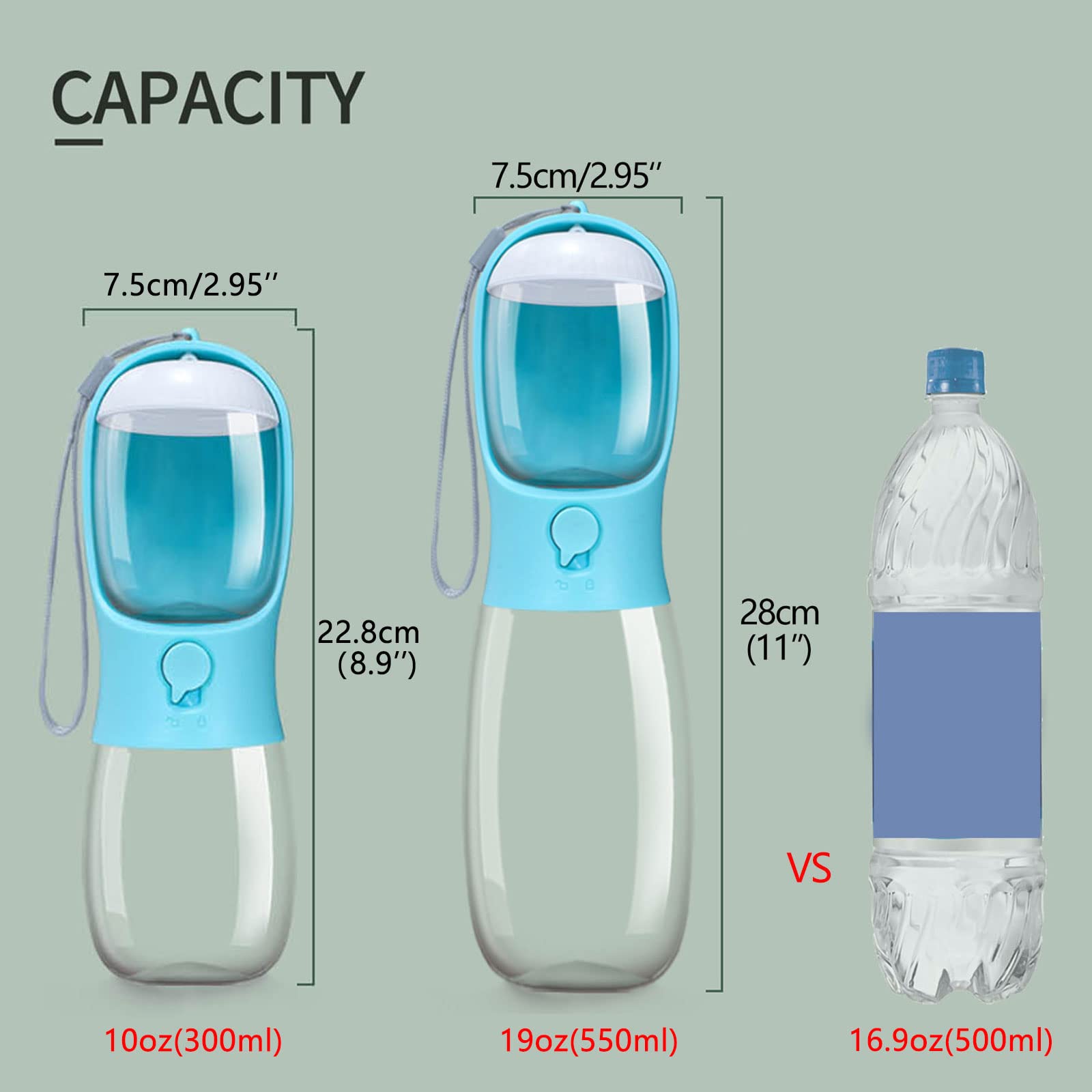 AVELORA Dog Water Bottle,Portable pet Water Bottle with Food Container,Outdoor Portable Water Dispenser for Cat,Rabbit,Puppy and