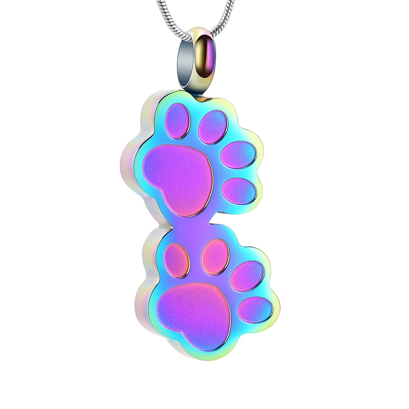 Pet Urns For Dogs/Cats - Pet Ashes Necklace - Paw Print Urn Necklace with Mini Keepsake Urn Memorial Ash Jewelry