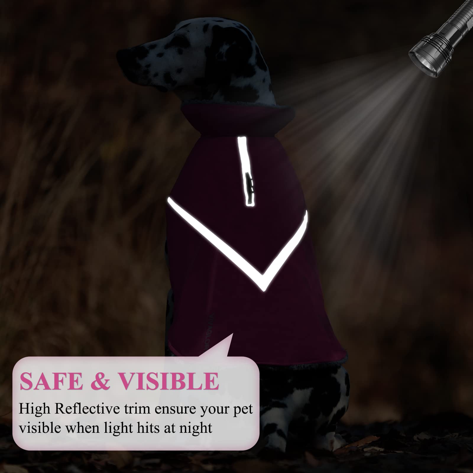 VIVAGLORY Winter Jacket for Dogs, Warm Dog Cold Weather Coats Lightweight Fleece Lining, Dog Coats with Adjustable Chest, Dog Fl